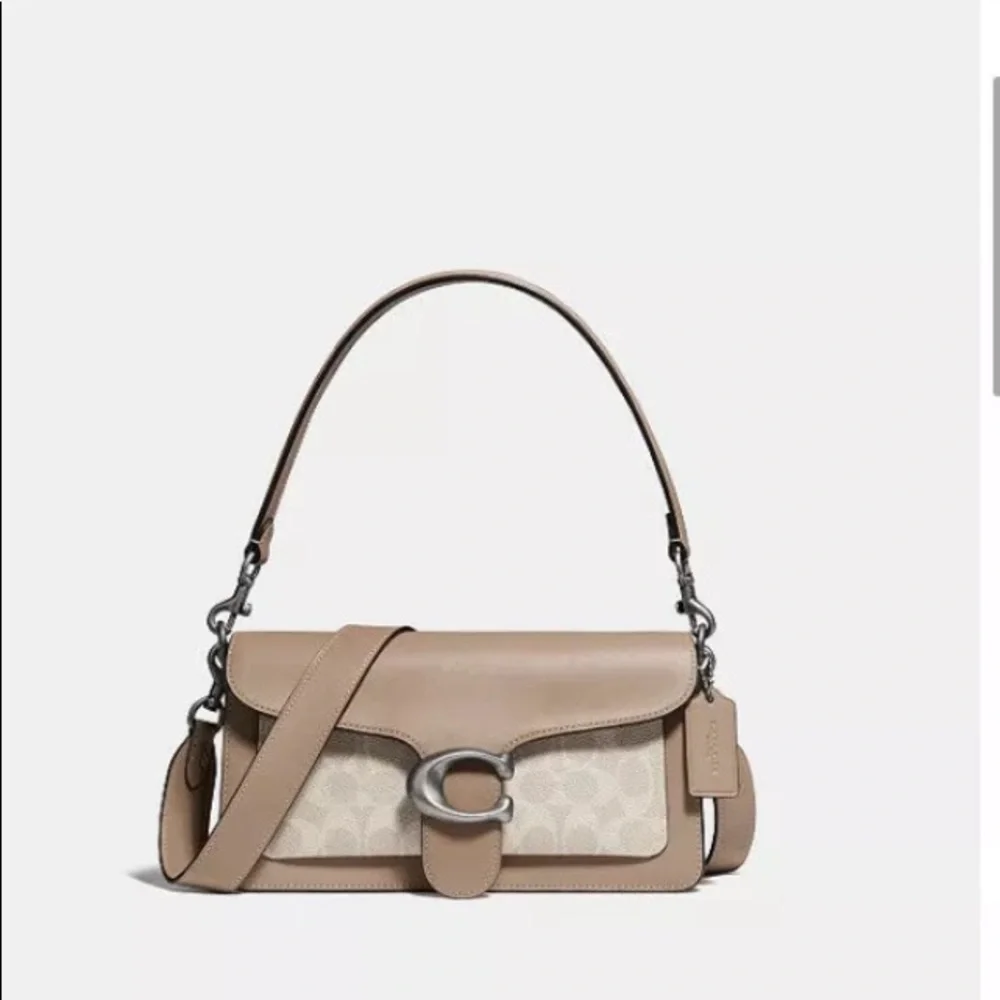 Coach Tabby 26 Signature Taupe/Silver Shoulder Bag - Picture 1 of 13
